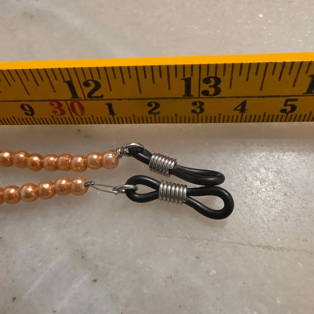 Beaded Eyeglass Chain Holder Pearlescent Peach Bronze Beads Stylish Glasses Cord